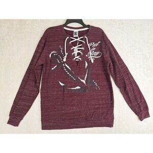 LE Women's M Sweatshirt Put-In-Bay Ohio Marbled Maroon Lace Up V Neck  Graphic